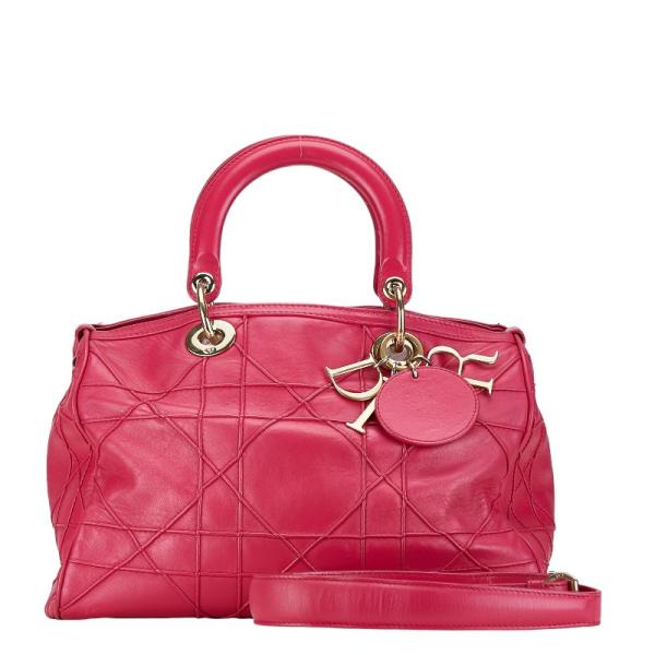 ❣️美品 Dior グランヴィル カナージュ 2Way ショルダーバッグ ピンク ディオール グランヴィル カナージュ ハンドバッグ ショルダーバッグ
