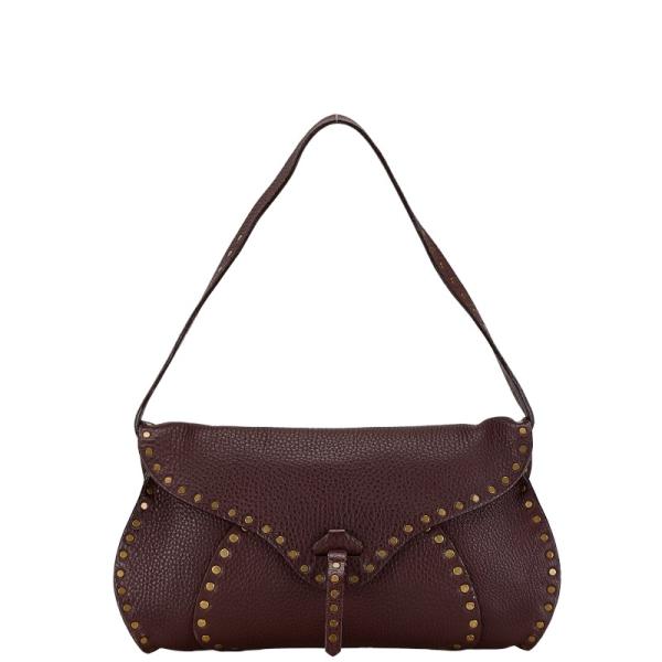 CELINE セリーヌ スタッズ ワンショルダーバッグ ワインレッド 