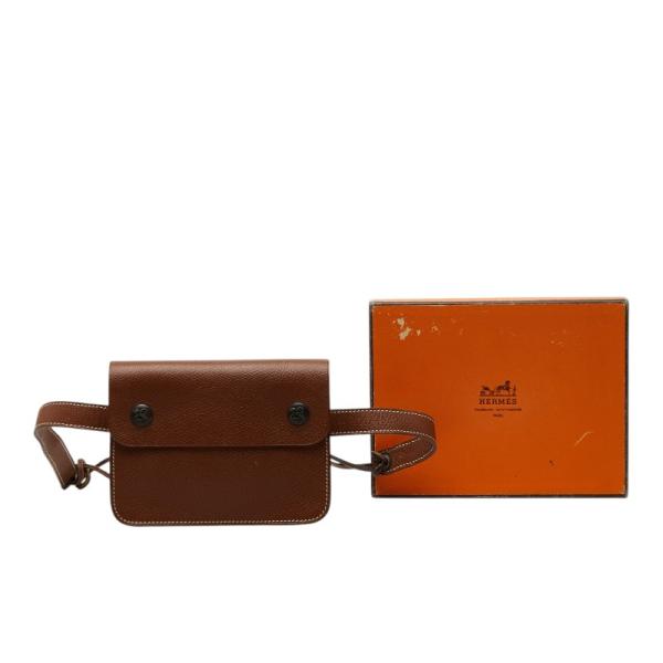 HERMES（エルメス） ポシェット グリーン ウエストバッグ ブラウン