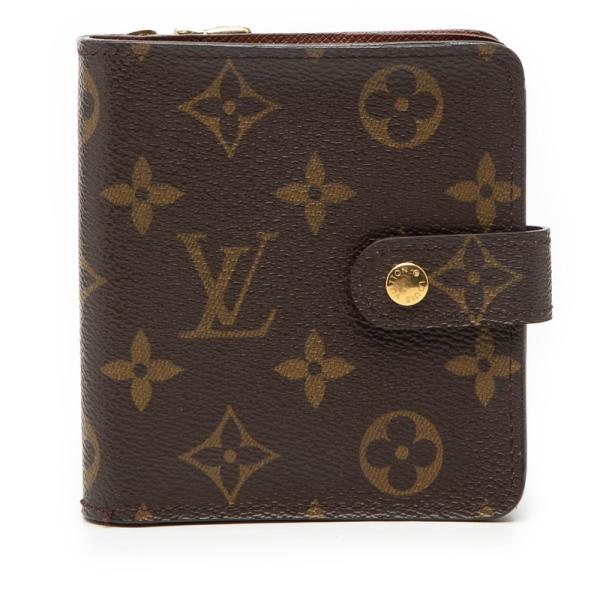 極美品 LOUIS VUITTON ルイヴィトン 二つ折り財布 コンパクト ジップ M61667 モノグラム ブラウン 中古 4a000839 LOUIS VUITTON（ルイ・ヴィトン） ルイ ヴィトン モノグラム