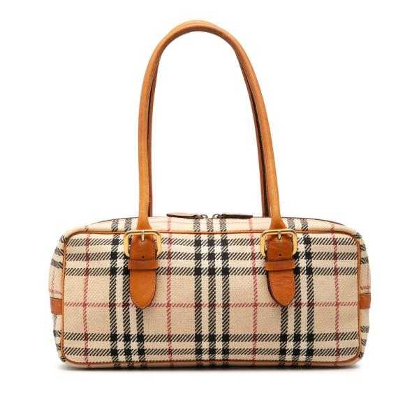 美品・BURBERRY レザー ハンドバッグ　ノバチェック　ベージュ BURBERRY（バーバリー） ノバチェック トートバッグ ショルダーバッグ