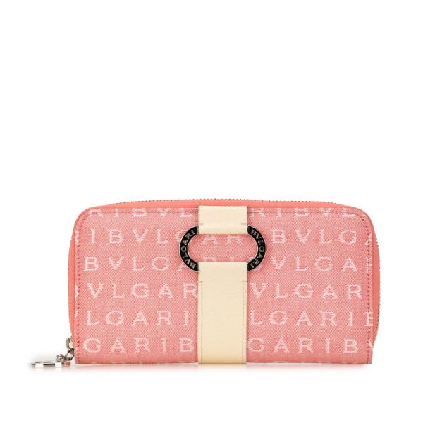 BVLGARI（ブルガリ） ロゴマニア ラウンドファスナー 長財布 ピンク