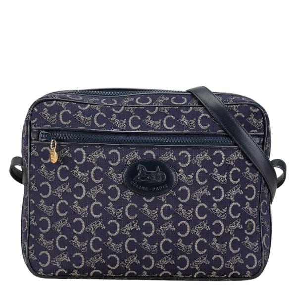 CELINE セリーヌ Cマカダム ショルダーバッグ ネイビー キャンバス