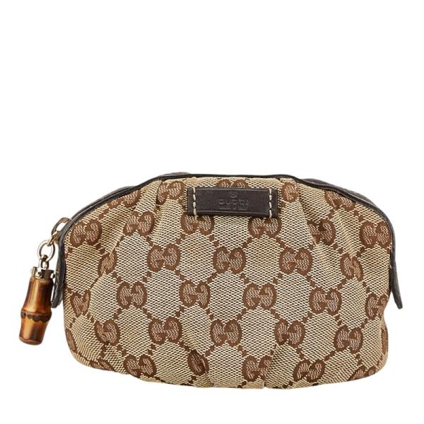 GUCCI グッチ GGキャンバス バンブー ポーチ 246174 ベージュ ブラウン  