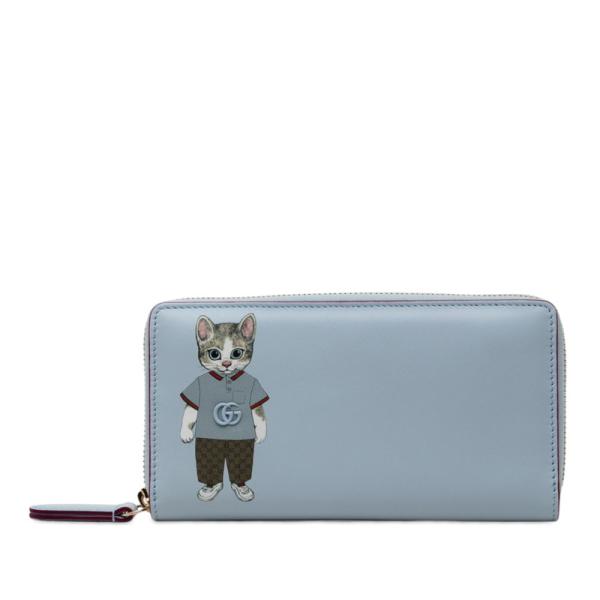 新品・未使用　ヒグチユウコ　GUCCI 長財布 キャットモチーフ ライトブルー GUCCI（グッチ） × ヒグチユウコ ラウンドファスナー 長財布 847918