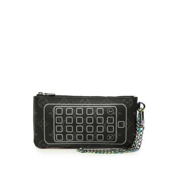 ルイ ヴィトン フラグメント 藤原ヒロシ モノグラム エクリプス フラッシュ iphone アイフォン ポーチ M64433 LOUIS VUITTON 【中古】