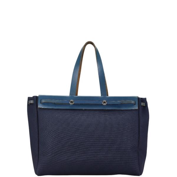 エルメス エールバッグ カバスGM ハンドバッグ トートバッグ ネイビー トワルオフィシエ レザー レディース HERMES 【中古】 エルメス エールバッグ カバスGM トートバッグ ネイビー トワル