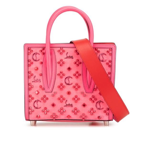 美品 クリスチャンルブタン 2way パロマ ハンドバッグ スタッズ レザー 黒 美品 クリスチャンルブタン 2way パロマ ハンドバッグ スタッズ