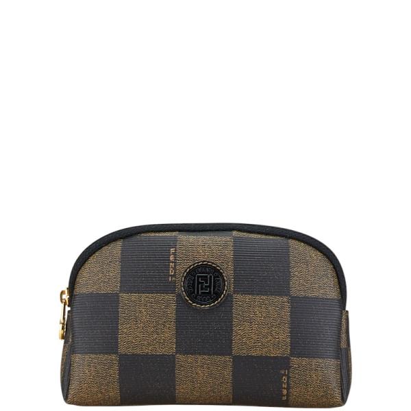 フェンディ ぺカン ポーチ 小物入れ カーキ ブラック PVC レディース FENDI 【中古】 FENDI（フェンディ） ぺカン ポーチ 小物入れ カーキ ブラック PVC