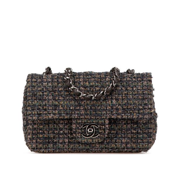 CHANEL(シャネル) ココマーク チェーンショルダーバッグ ショルダーバッグ ミニマトラッセ マトラッセ20 肩掛け 斜め掛け ツイード ピンク ネイビー紺 ホワイト/パープル シャンパンゴールド金具 レディース 40802183512【中古】【アラモード】 CHANEL（シャネル） ミニ マトラッセ20 ココマーク 斜め掛け チェーン
