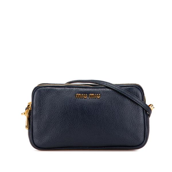 miu ミュウミュウ ショルダーバッグ 5ZH011 ネイビー レザー 