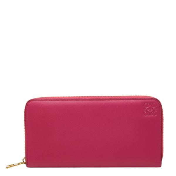 【美品】 LOEWE ロエベ 長財布 アナグラム ラウンドファスナー レザー LOEWE（ロエベ） アナグラム ラウンドファスナー 長財布 ピンク レザー