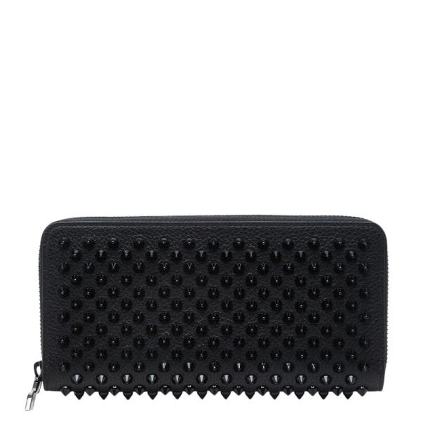 Christian Louboutin クリスチャンルブタン パネトーネスパイク ブラック 黒 レッド ゴールド金具 レザー 長財布 ラウンドファスナー メンズ 602592 【中古】 Christian Louboutin（クリスチャンルブタン） スパイク パネトーネ