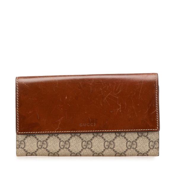 GUCCI（グッチ） GGスプリーム 長財布 410100 ベージュ ブラウン PVC