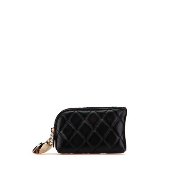 シャネル マトラッセ ココマーク ポルト ボヌール ケース ブラック ラムスキン レディース CHANEL 【中古】 シャネル マトラッセ ココマーク ポルト ボヌール コインケース