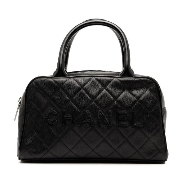シャネル マトラッセ ミニボストンバッグ ハンドバッグ A15685 ブラック キャビアスキン パテントレザー レディース CHANEL 【中古】 CHANEL（シャネル） マトラッセ ミニボストンバッグ ハンドバッグ