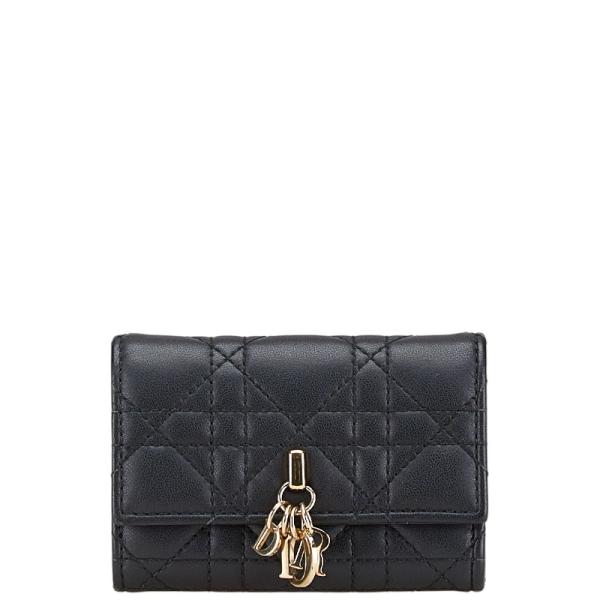 未使用級 Dior レディディオール カナージュ 長財布 パテントレザー 黒 未使用級 Dior レディディオール カナージュ 長財布 パテント