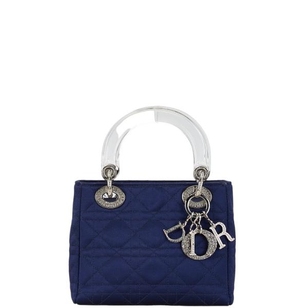 ☆Dior クリスチャンディオール リスパール サテン ハンドバッグ ディオール レディディオール ラインストーン ハンドバッグ ネイビー