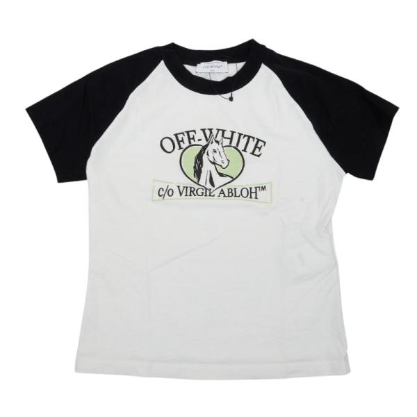 オフホワイト ヴァージル アブロー ホース ビルボード ラグラン 半袖 Tシャツ カットソー サイズ XS ブラック OFF-WHITE 【中古】