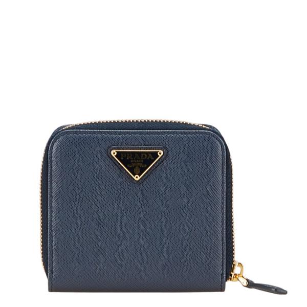 PRADA（プラダ） 三角ロゴプレート 二つ折り財布 ネイビー