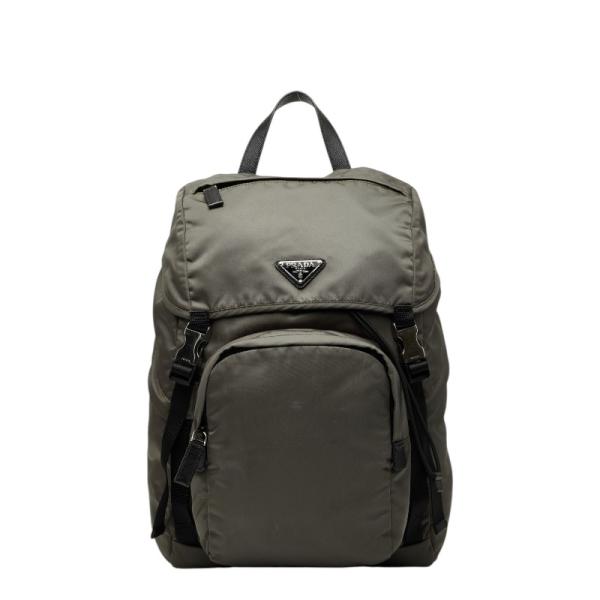 美品 PRADA テスートナイロン 三角プレート バックパック カーキ PRADA（プラダ） 三角ロゴプレート リュック バックパック 2VZ135