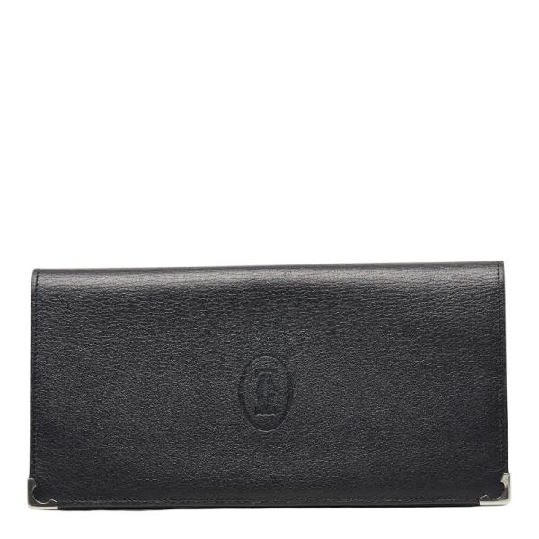 Cartier（カルティエ） マストライン 二つ折り財布 ブラック レザー