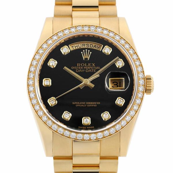 ROLEX ロレックス デイデイト 文字盤 ダイヤインデックス メンズ ROLEX（ロレックス） デイデイト ベゼルダイヤ 118348G オニキス