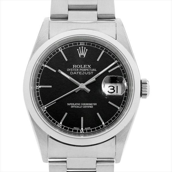 大人上品なおすすめコーデ ロレックス デイトジャスト 16200 中古 Y番 ブラック/バー 本体