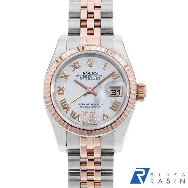 ロレックス デイトジャスト VIダイヤ 179171NR ホワイトシェル ローマ ランダム番 レディース 中古 腕時計 ROLEX（ロレックス） デイトジャスト VIダイヤ 179171NR ホワイト