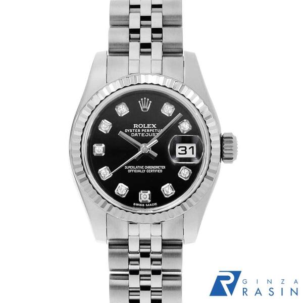 ROLEX ロレックス デイトジャスト ランダム10Pダイヤ黒文字179174G ROLEX 179174G V番 デイトジャスト 黒文字盤 10Pダイヤ 保証書