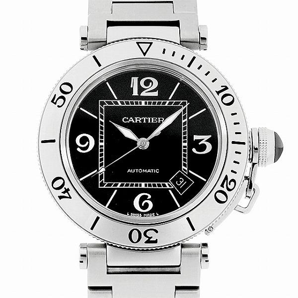CARTIER カルティエ ウォッチ パシャ シータイマー 時計 W31077M7 腕時計_x000D_
 ステンレススチール/ステンレススチール ブラック文字盤 自動巻き ブラック文字盤 メンズ【中古】431 Cartier（カルティエ） パシャ シータイマー W31077M7 中古 メンズ