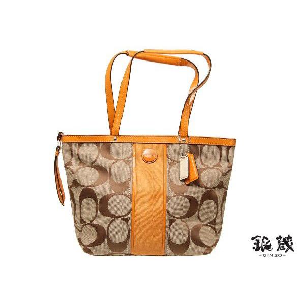 未使用コーチCOACH シグネチャートートバッグ ベージュ/オレンジ 