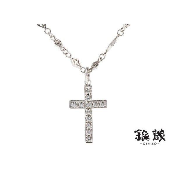 ジュレッツァ GEREZZA クロスネックレスK10WG SVダイヤ1.15ct 0.61ct 