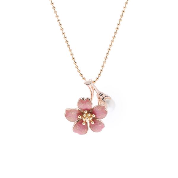 MIKIMOTO ミキモト 桜モチーフ ユニセックス パール エナメル K18YG/PG 
