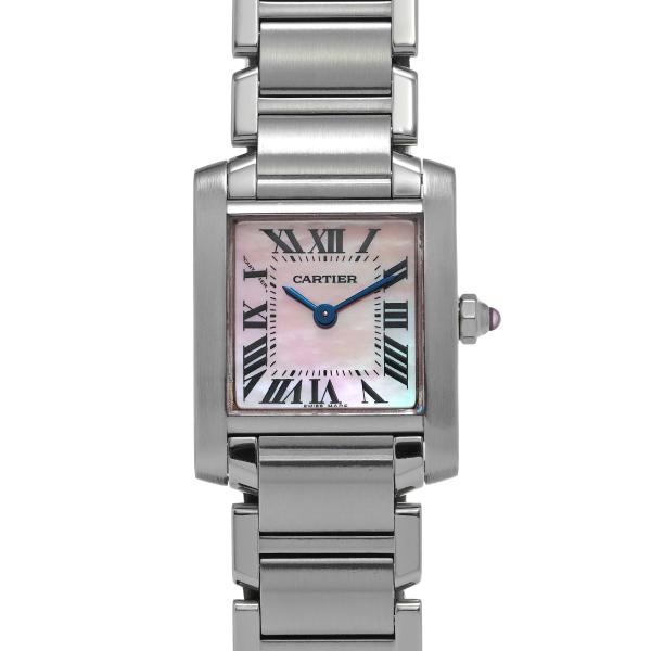 【電池交換済】Cartier クォーツ時計 シルバー/ピンク Cartier（カルティエ） タンク フランセーズ W51028Q3 ピンクシェル