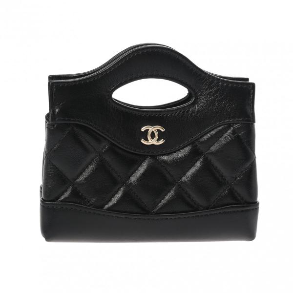 CHANEL ブラック マトラッセ CHANEL シャネル マトラッセ チェーンクラッチバッグ ミニ