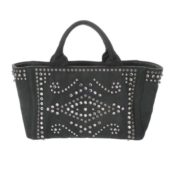 PRADA / プラダ/ハンドバッグ/カナパ/BN2642/キャンバス/ブラック PRADA（プラダ） カナパ トート スタッズ ビジュ モスグリーン BN2642