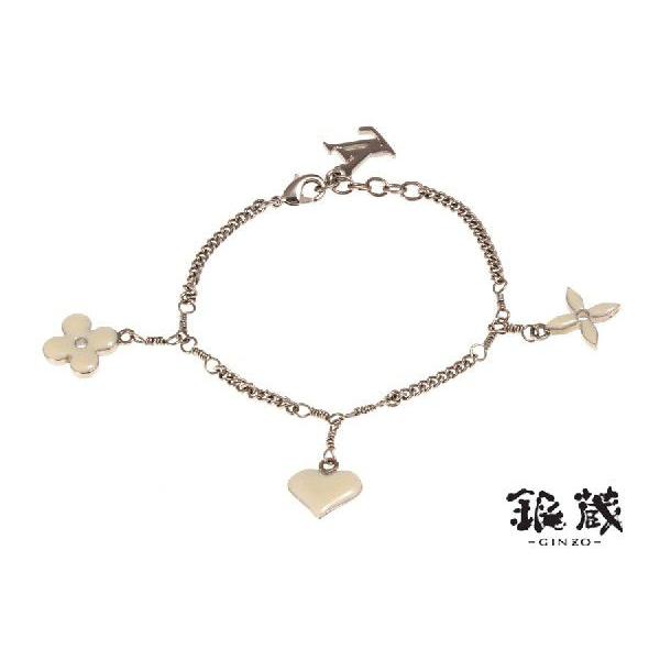 ルイヴィトンブレスレットスウィートモノグラムLVロゴシルバーホワイト