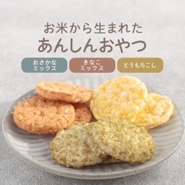 【商品名】赤ちゃんポン菓子 BEBIPON きなこミックス【名称】米菓【原材料名】有機米（北海道産）、有機きなこ（大豆(北海道産）遺伝子組換えでない)、有機デーツシロップ、食塩、（一部に大豆を含む）【内容量】17g×3袋【商品名】赤ちゃんポ...