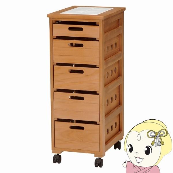 ストッカー　MUD-6782■メーカー：萩原■型番：MUD-6782NA■カラー：ナチュラル（ライトブラウン）■サイズ：(約)幅30×奥行40×高さ79cm■引出内寸:約幅23×奥行34.5×(浅)4.5(中)10.5(深)12.5ｃｍ■素...