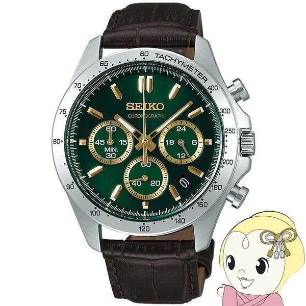 腕時計 メンズ seiko クオーツ クロノグラフ クオーツ 革ベルト グリーン 国内モデル SBTR017