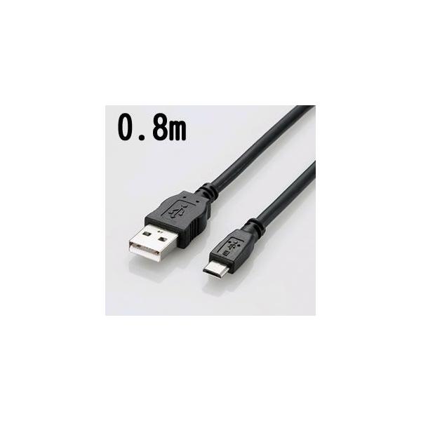 ELECOM(�G���R��) 2A�Ή�MicroUSB(AMicroB)�P�[�u�� TB-AMB2A08BK 0.8m