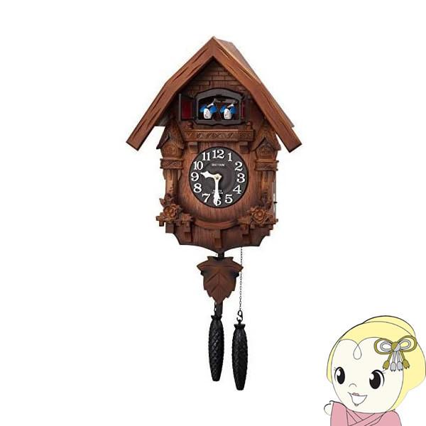 レッチャー からくり時計 カッコー時計 RHYTHM リズム 掛時計 クオーツ カッコーテレスR からくり時計