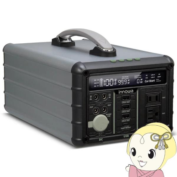 innowa ポータブル電源 Mighty 1000 小さいのにパワフル！備えも遊びもこれ一個！■モデル名: innowa Mighty 1000■充電池容量: 1016Wh/ 69.6Ah■入力/DC5521: 18~24V 140W■入...