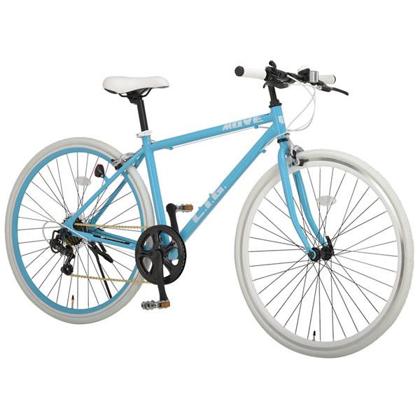 [予約 12月下旬以降]【メーカー直送】 LIG MOVE 前後異色のカラーリムがイケてる 700C クロスバイク ホワイト/スカイブルー オオトモ [予約 12月下旬以降]【メーカー直送】 LIG MOVE 前後異色の