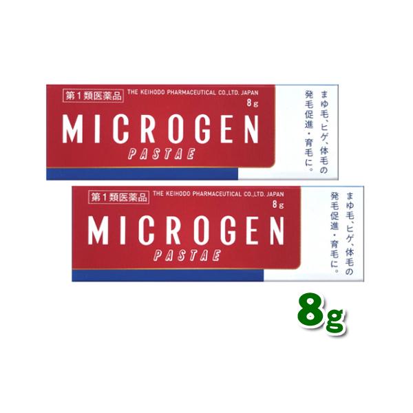 ★薬剤師による適正使用確認後の発送★【第1類医薬品】市販薬　ミクロゲンパスタ（8g×2個セット）は、まゆ毛、ひげ、胸毛などの頭髪以外の体毛を育毛促進します。2種のテストステロン主成分で吸収されやすいクリームタイプの塗り薬。1日1〜2回、目的...
