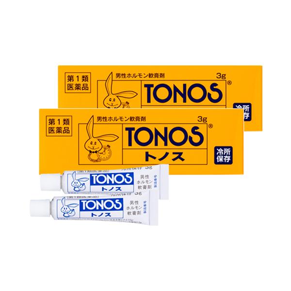 ★薬剤師による適正使用確認後の発送★【第1類医薬品】市販薬　トノスの有効成分である局所麻酔剤の塩酸ジブカインと塩酸プロカインは亀頭へ麻酔効果をもたらし、早漏に悩む男性の持続時間を飛躍的に延ばします。早漏防止効果に加えて、塗り薬の男性ホルモン...