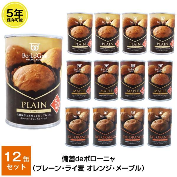 5年保存 非常食 パン 缶詰 保存缶 備蓄deボローニャ 6缶セット 1缶/2個入 プレーン メープル ライ麦オレンジ