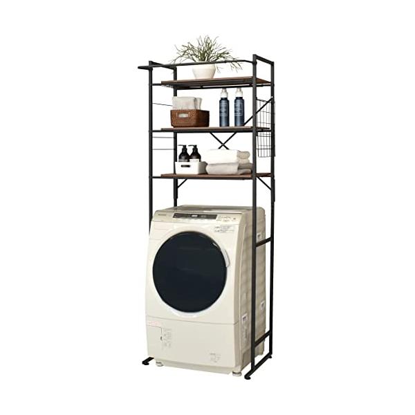 ekansエカンズ 棚付きランドリーラック LSH-530B 棚3段タイプ ブラック