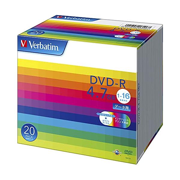 Verbatim バーベイタム 1回記録用 DVD-R 4.7GB 20枚 ホワイトプリンタブル 1-16倍速 片面1層 DHR47JP20V1